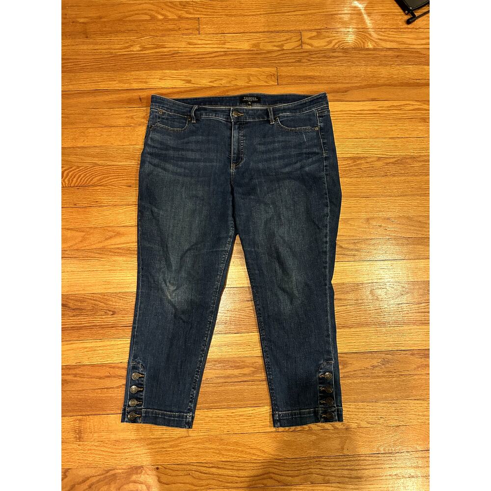 Talbots Flawless Five-Pocket Slim Ankle Jeans Size 16 Petite Button Ankle Detail